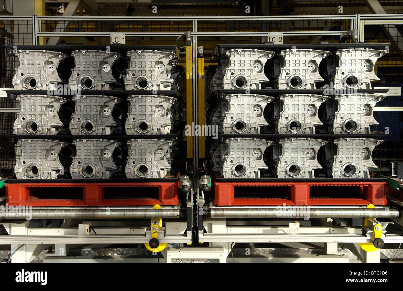 Stored engine blocks at the BMW engine factory at Hams Hall near ...