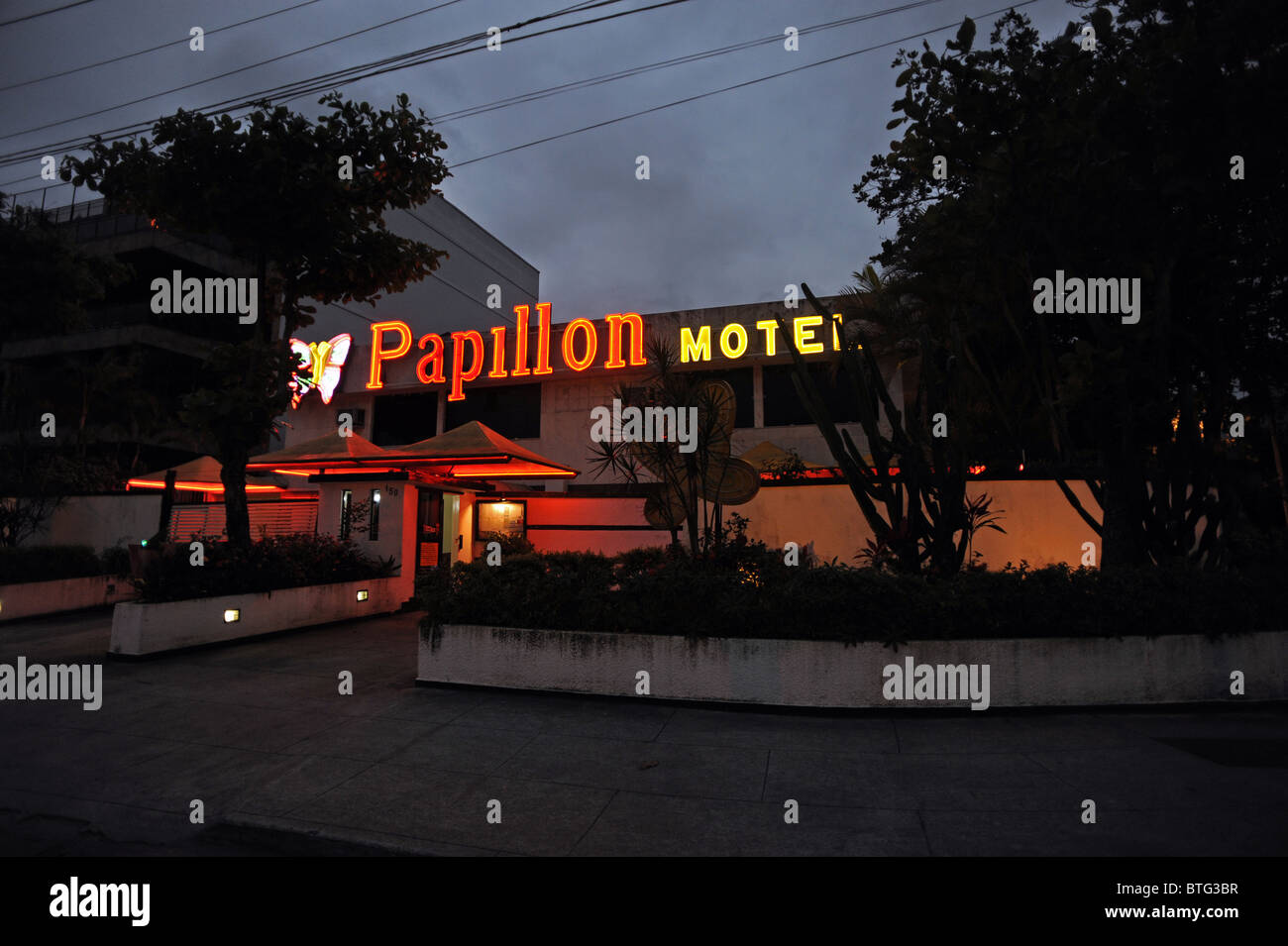 The Papillon Motel in Barra da Tijuca, Ronaldo took three transvestites prostitutes here before finding out they were men Stock Photo