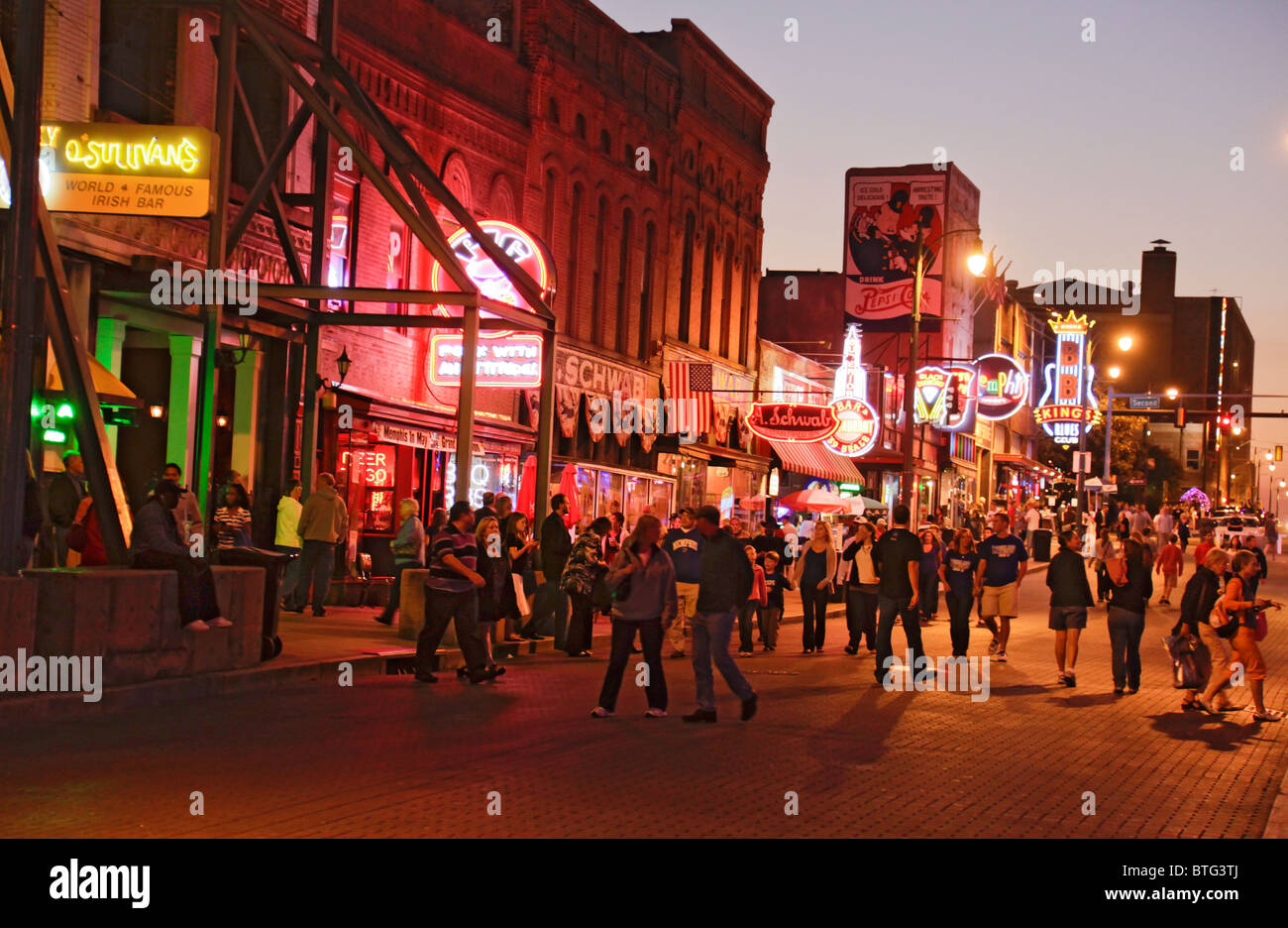 People out on a Friday Night on Beale Street Memphis, Tennessee, USA Stock Photo