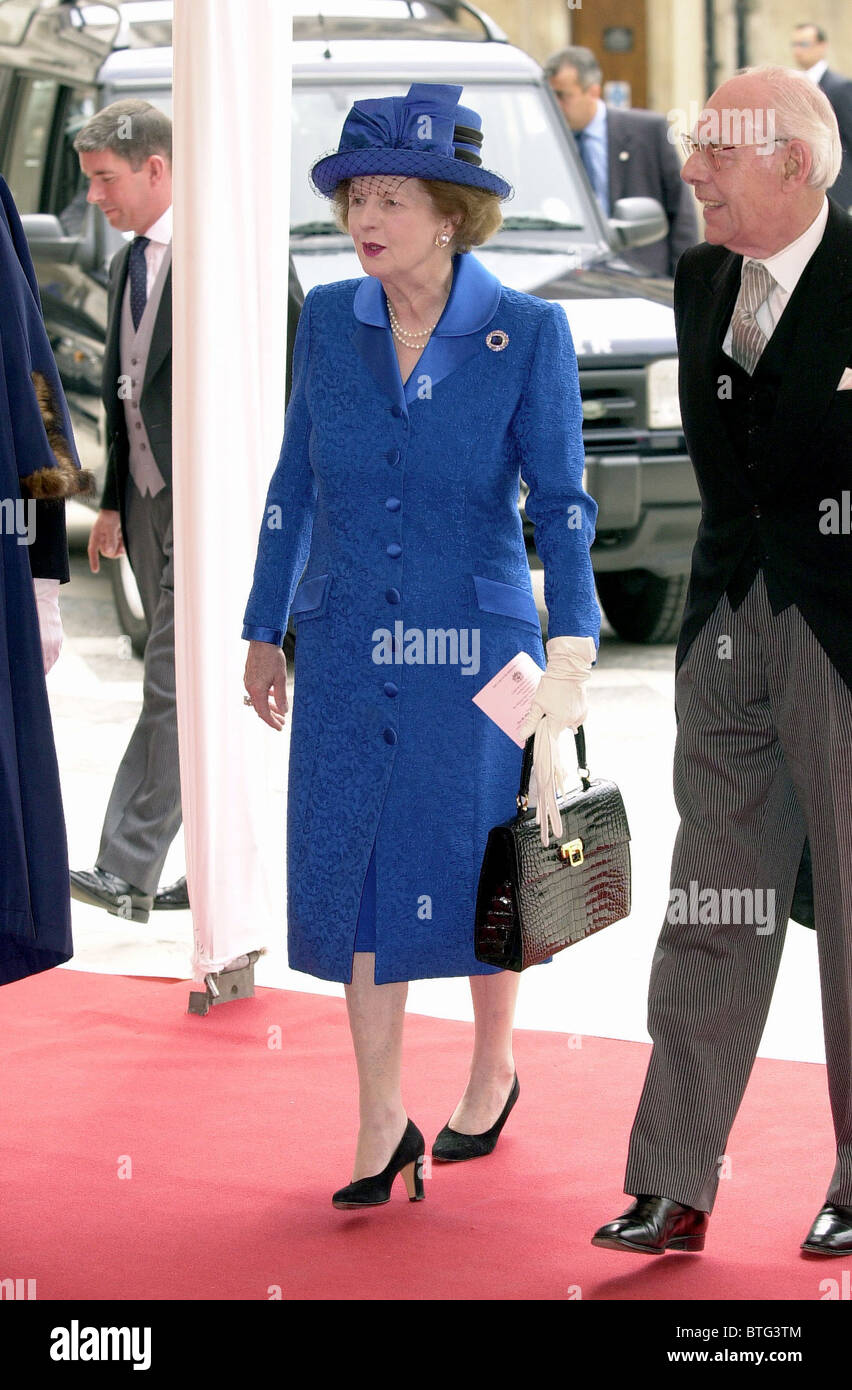 BARONESS MARGARET THATCHER AND HUSBAND SIR DENIS ATTENDING A LUNCHEON AT THE GUILDHALL IN LONDON Stock Photo