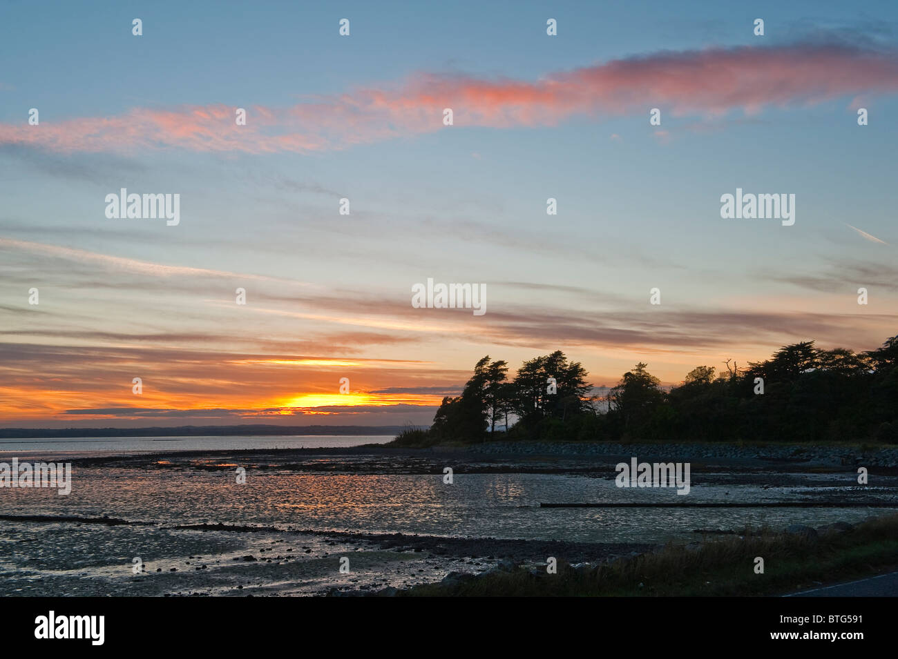 Strangford Lough, County Down, Northern Ireland. A sunset view from the Ards peninsula Stock Photo