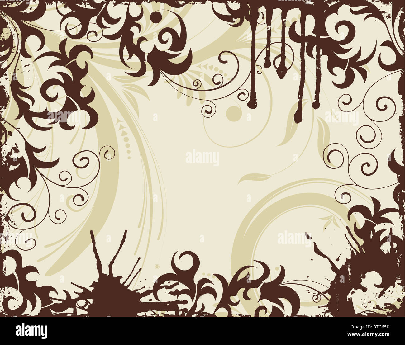 Grunge floral frame, element for design, vector illustration Stock ...