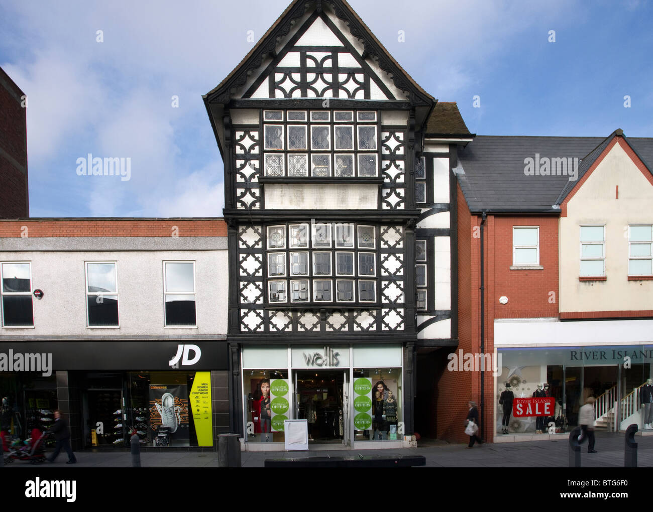 Wallis  Buildings and the Architectural Streetscape of Lord Street shops in Southport, Merseyside, UK Stock Photo