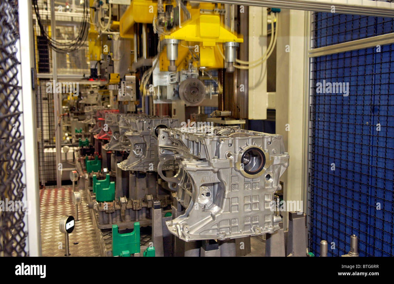 Engine blocks of four cylider engines at the BMW engine factory at Hams ...