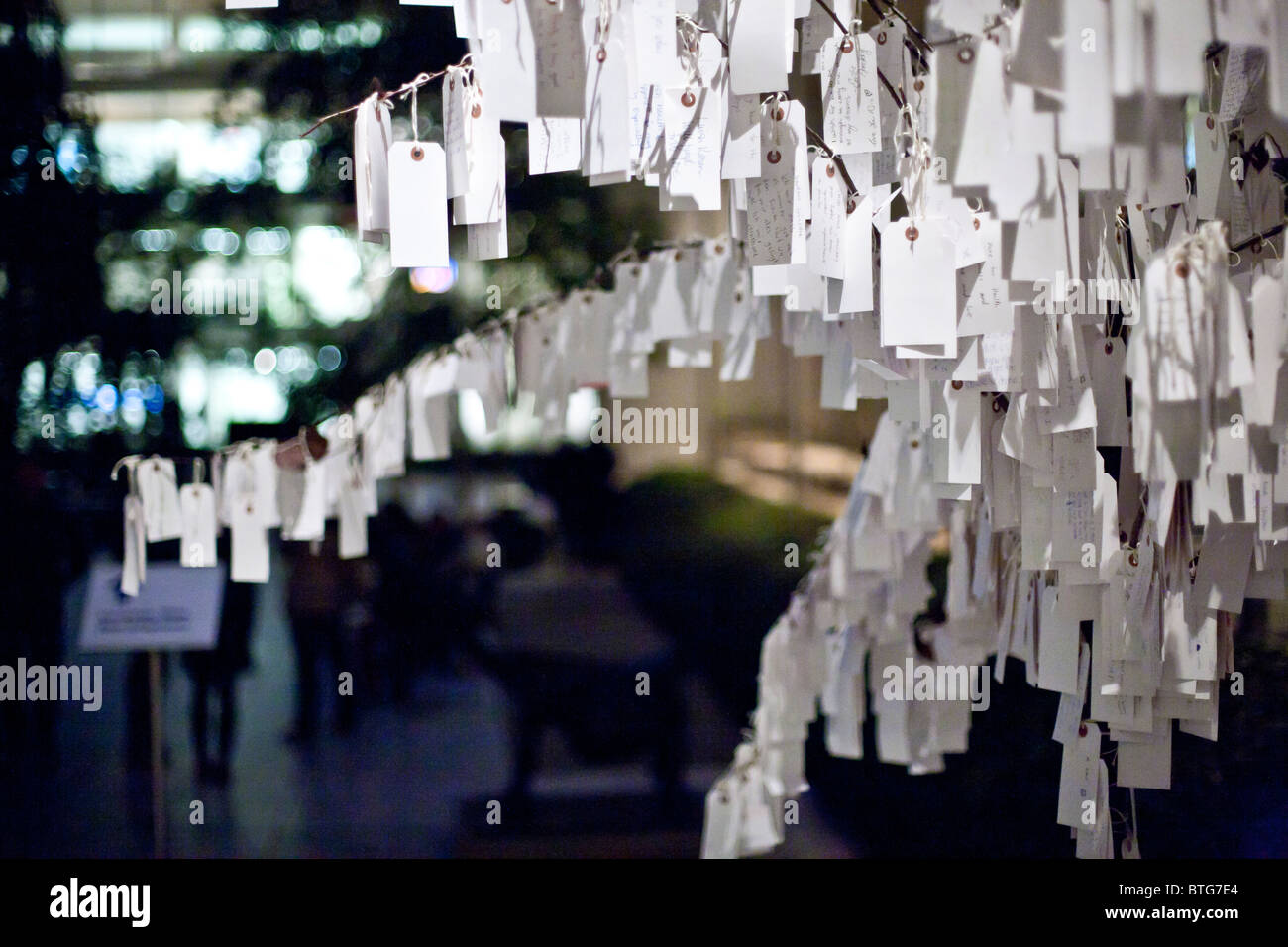 Tree with paper tags Stock Photo - Alamy