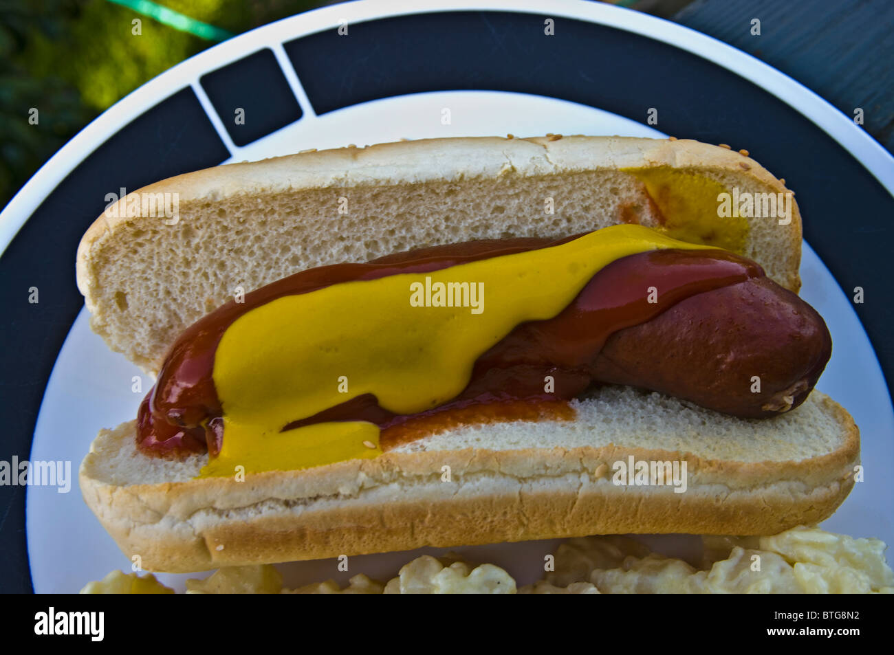 Smokie Sausage in a bun Stock Photo