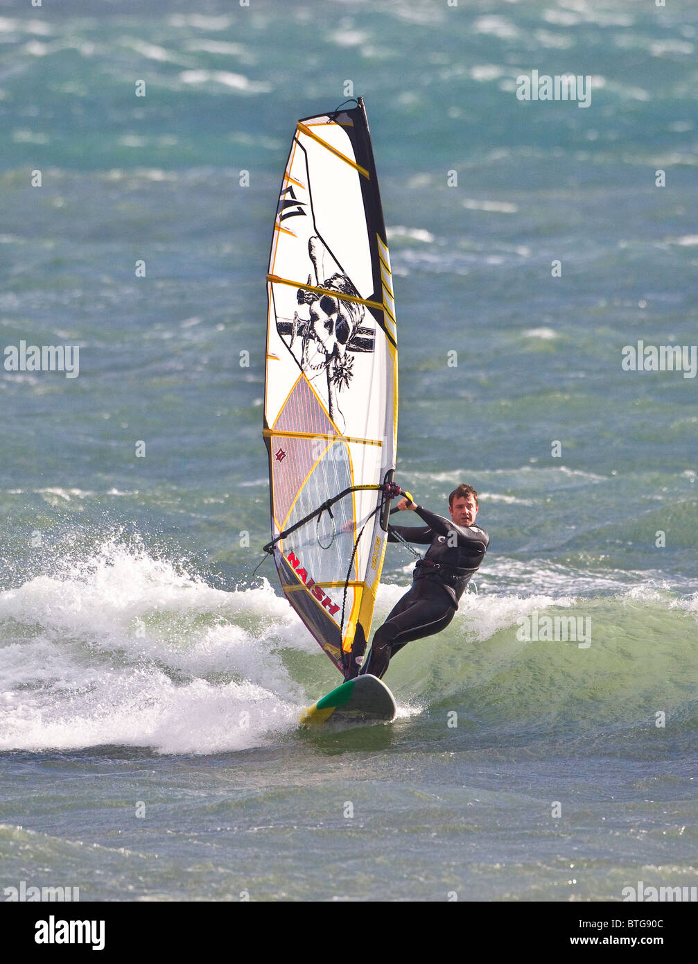 Windsurfing at Bigbury, South Devon, UK Stock Photo Alamy