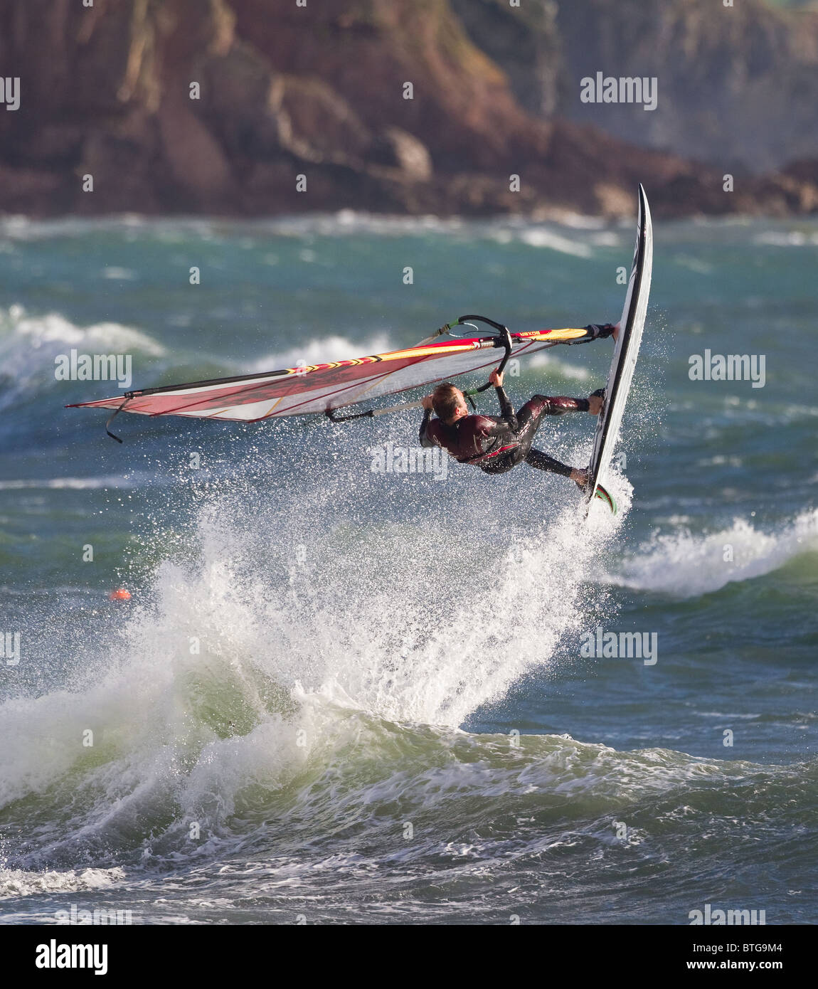 Windsurfing at Bigbury, South Devon, UK Stock Photo Alamy