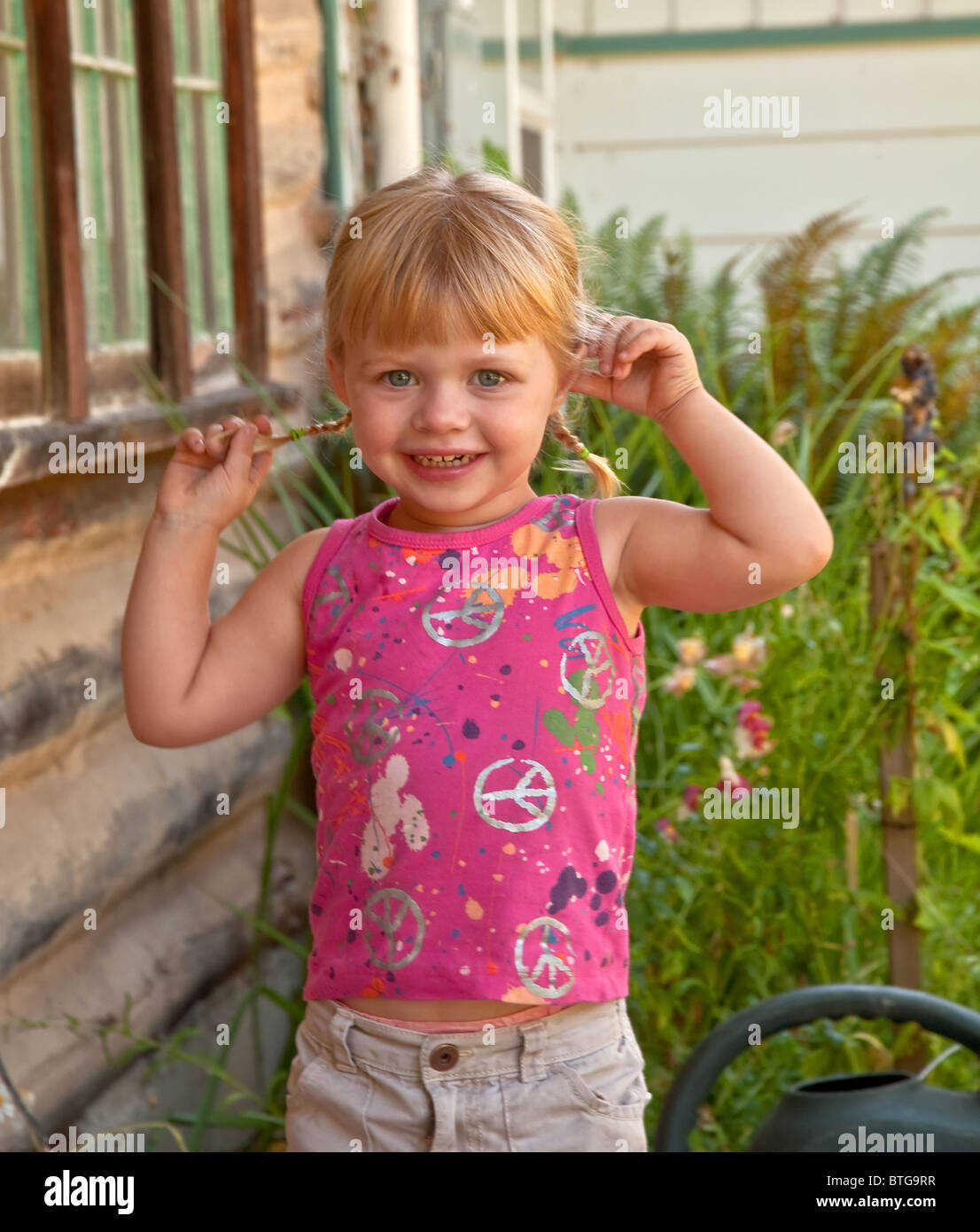 This Darling Two Year Old Caucasian Toddler Girl With Blond Hair