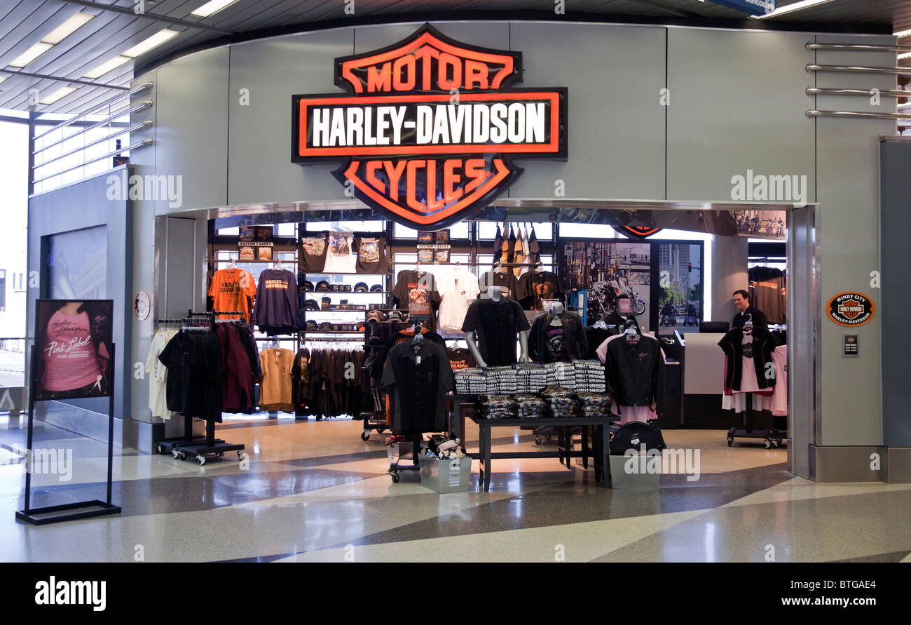 Harley Davidson Clothing And Accessories Shop At Chicago O Hare Airport Illinois Usa Stock Photo Alamy