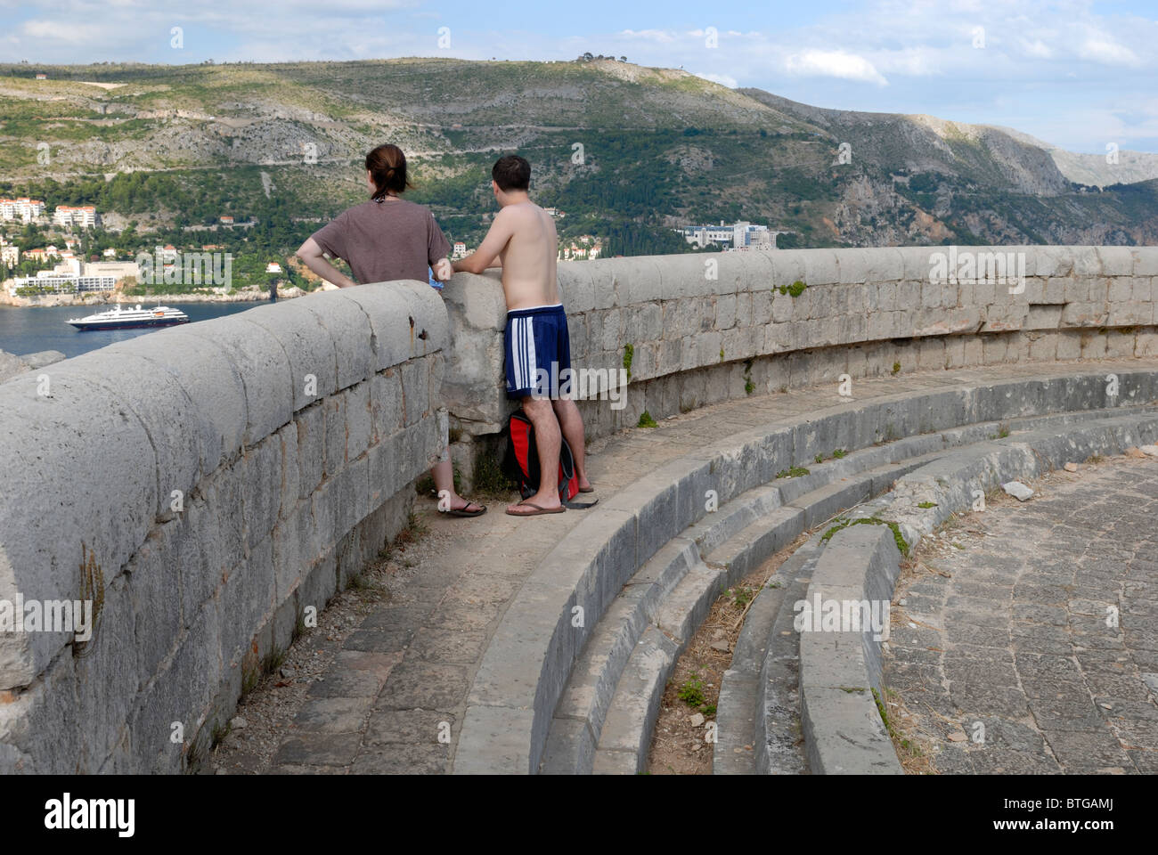 A fine view from the top of the Fort Royal in the Lokrum Island. The French army started the construction of the fortress ... Stock Photo