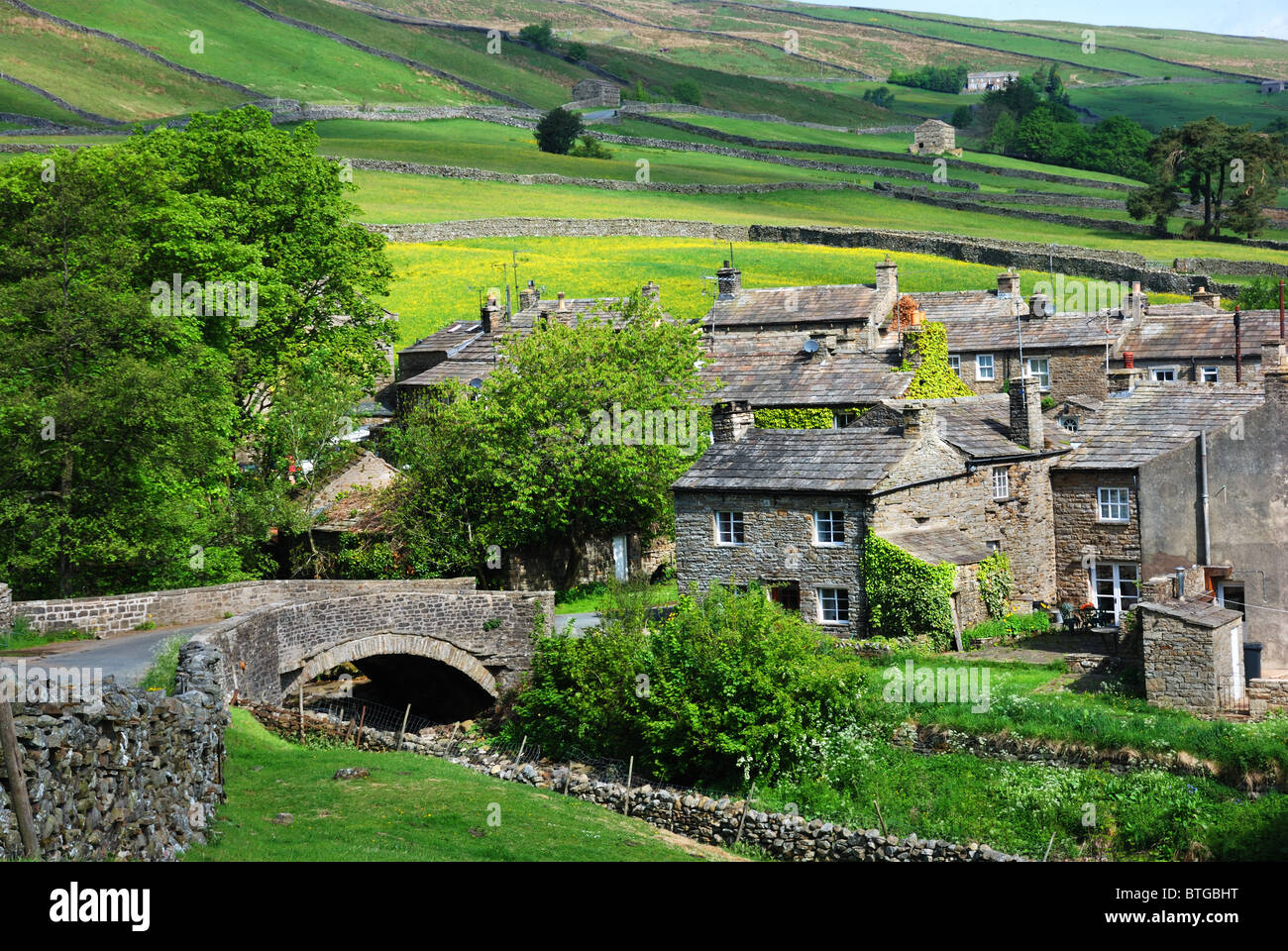 Thwaite village,Swaledale,North Yorkshire Stock Photo
