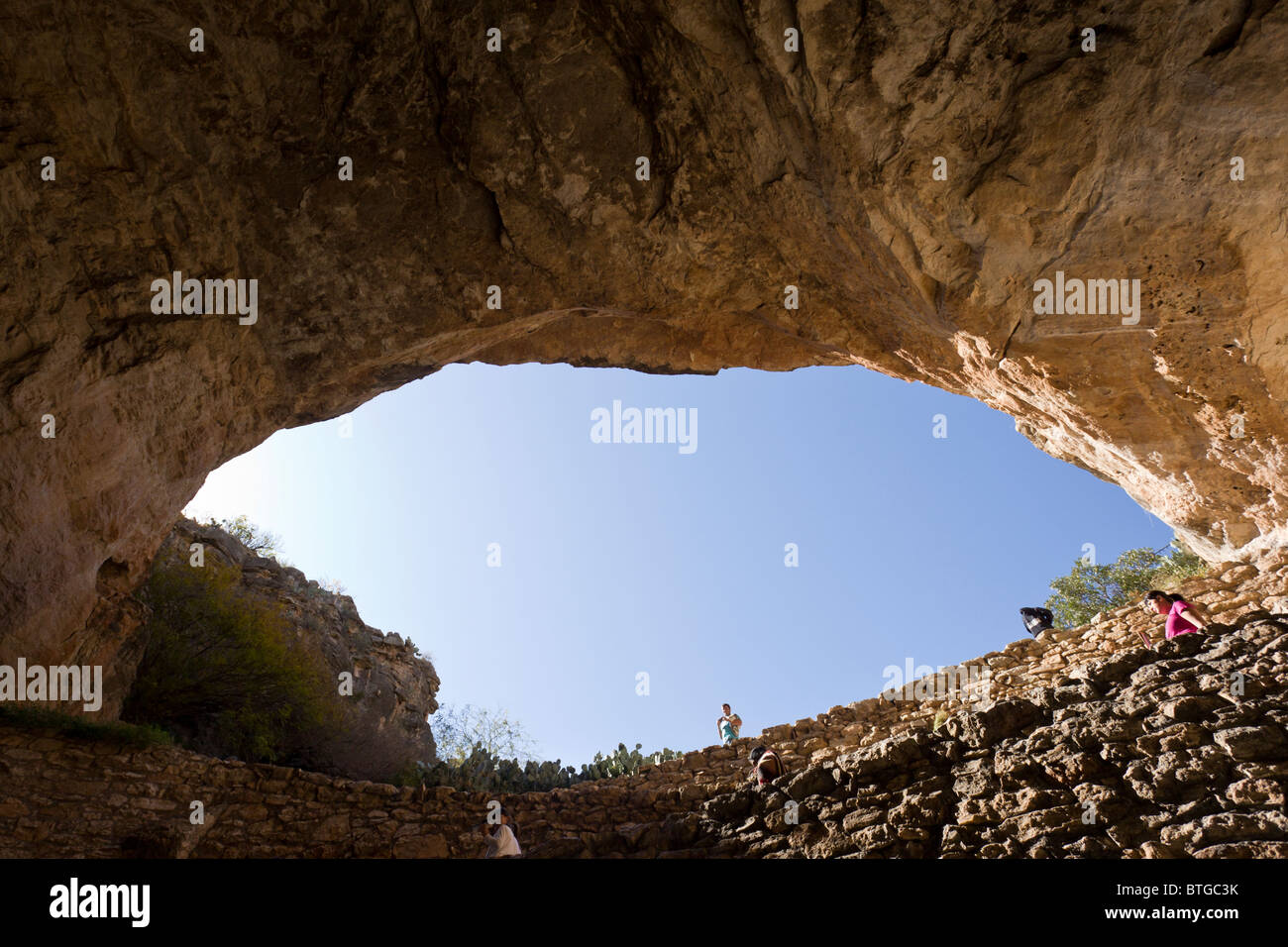 Hiking down the Swithback trail into the natural entrance of Carlsbad
