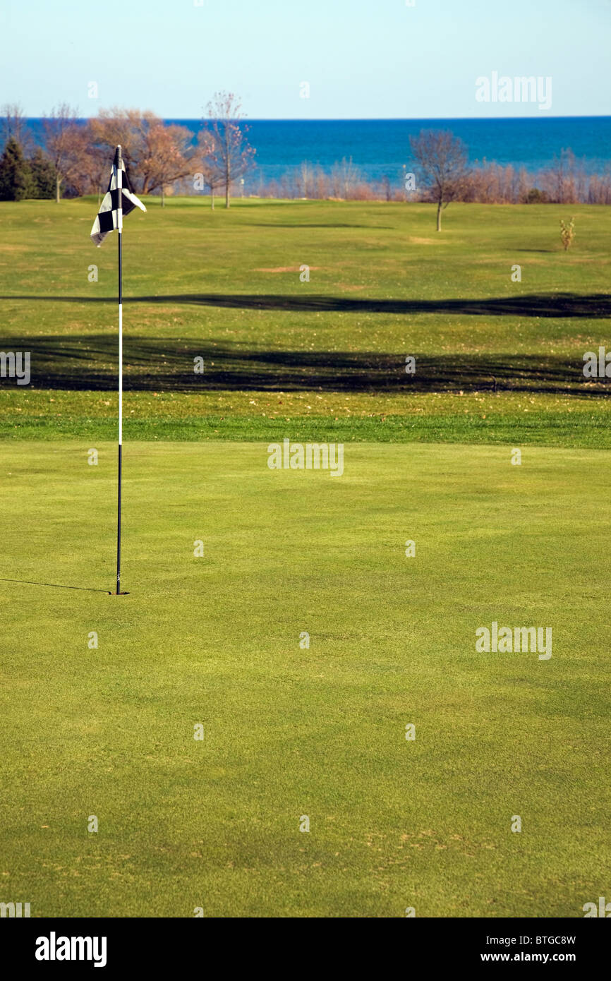 Golf course by Lake Michigan Stock Photo Alamy