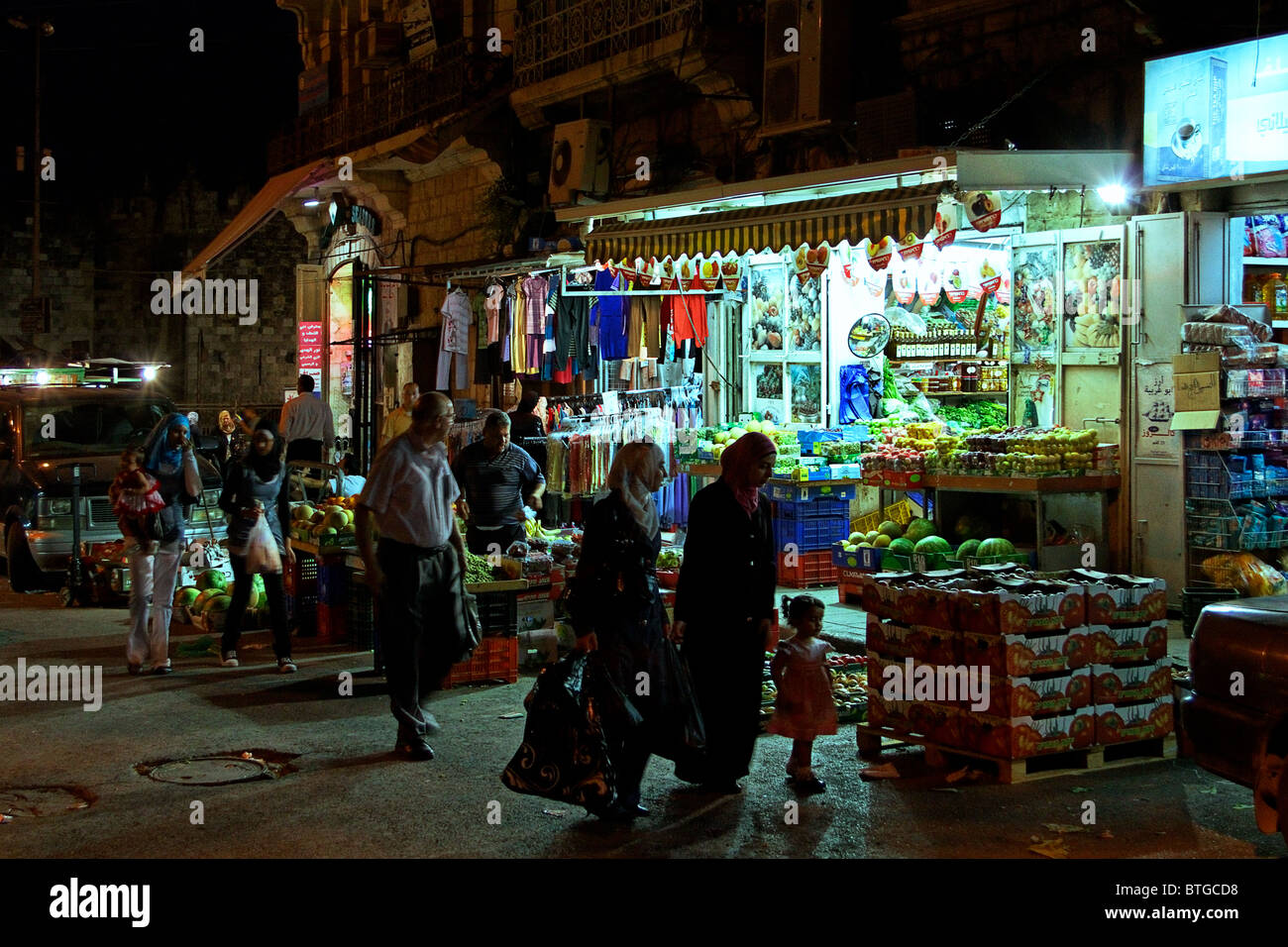 A stall and a seller at the city of Jerusalem Stock Photo