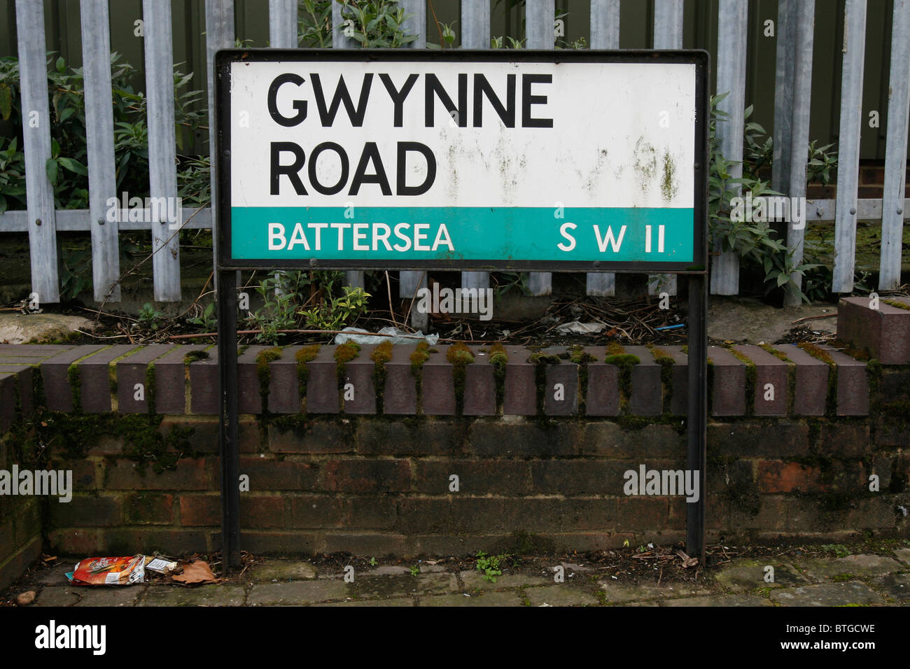 Gwynne Road street sign in Battersea, South London. Stock Photo