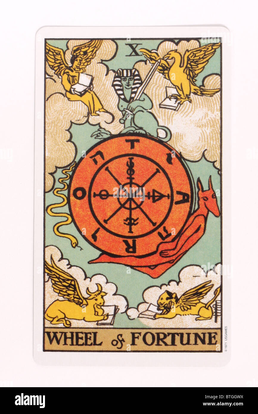 The Wheel of Fortune tarot card. Stock Photo