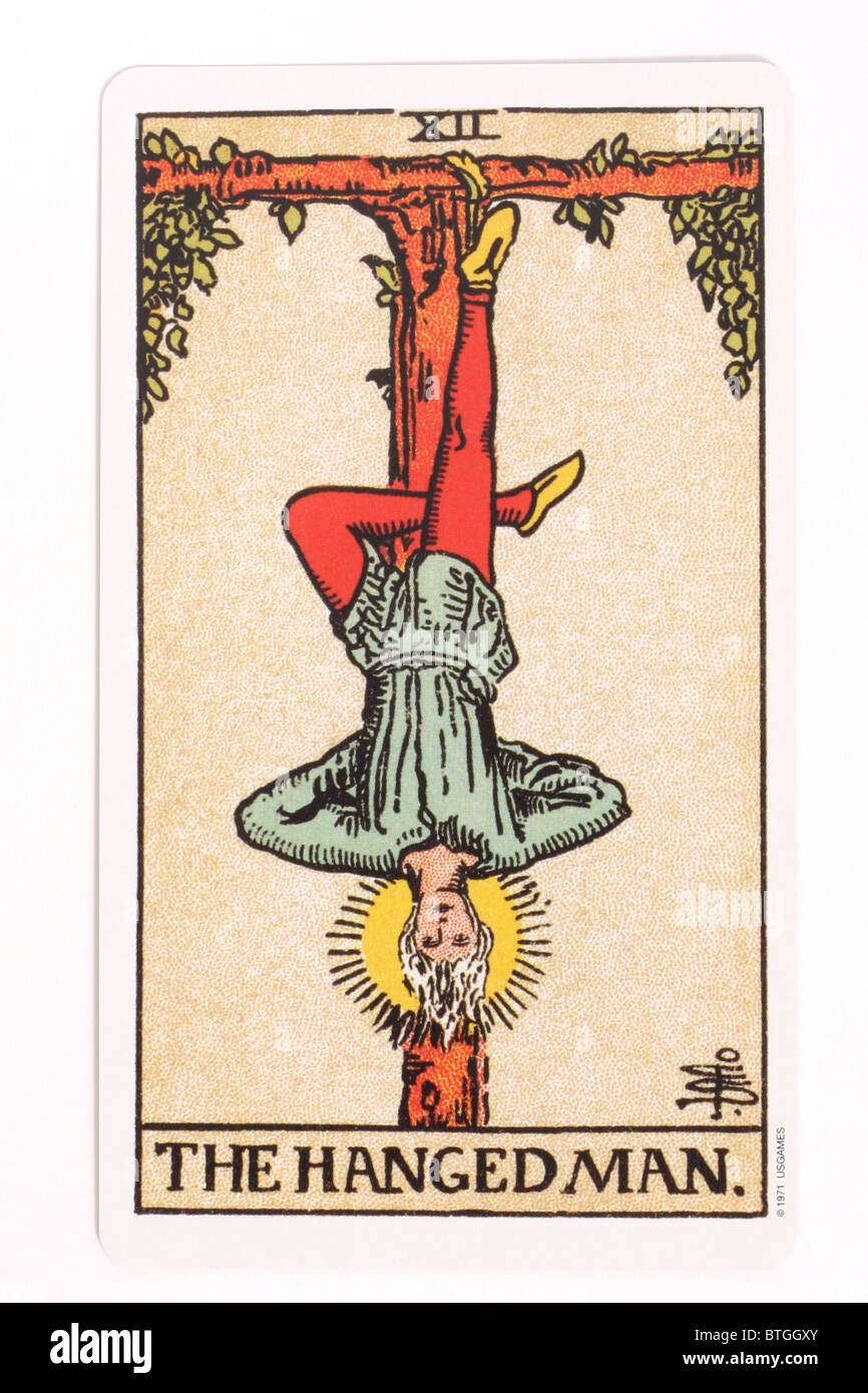 The hanged man tarot card. Stock Photo