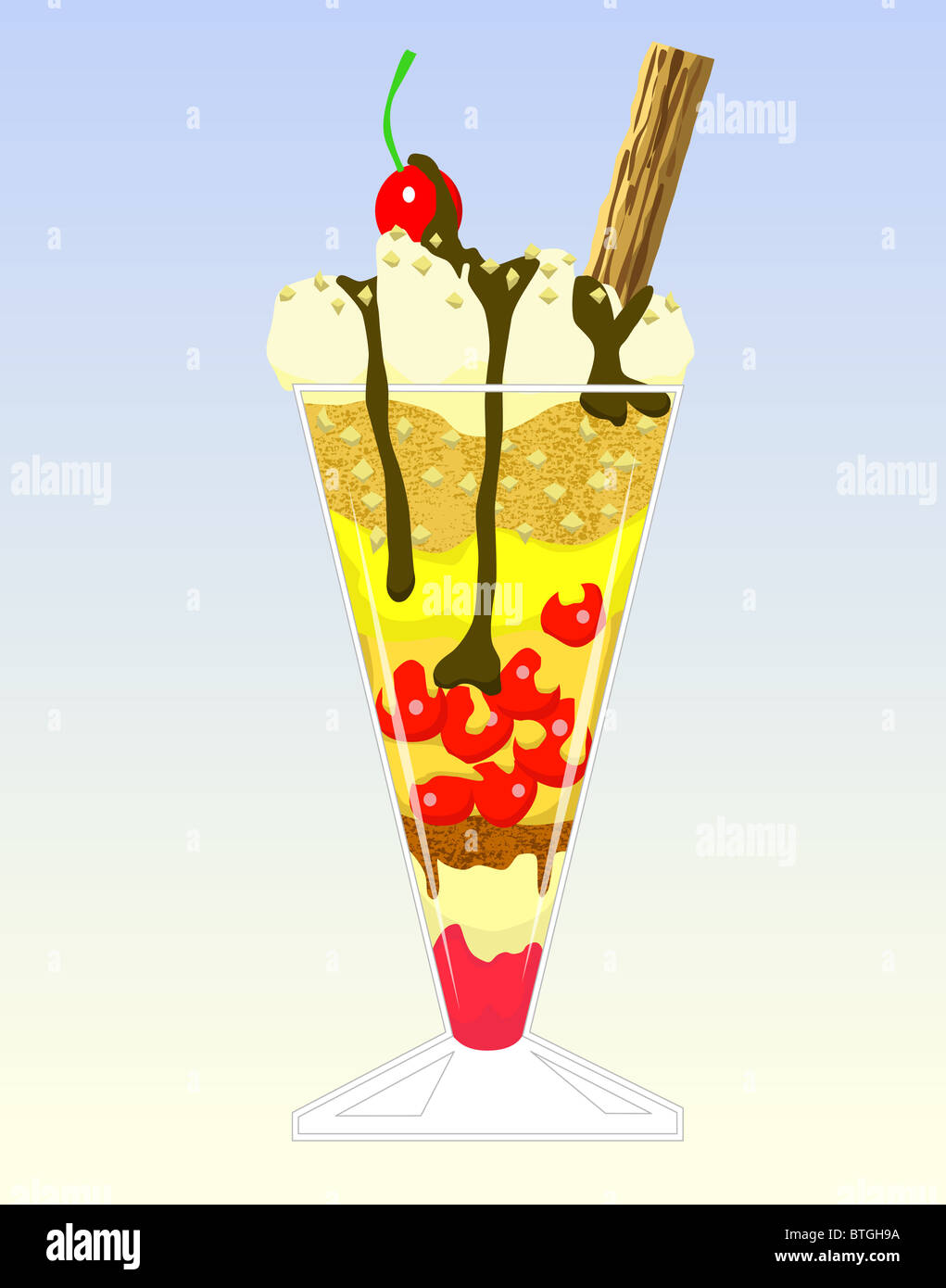 Illustration of dessert in a tall glass Stock Photo