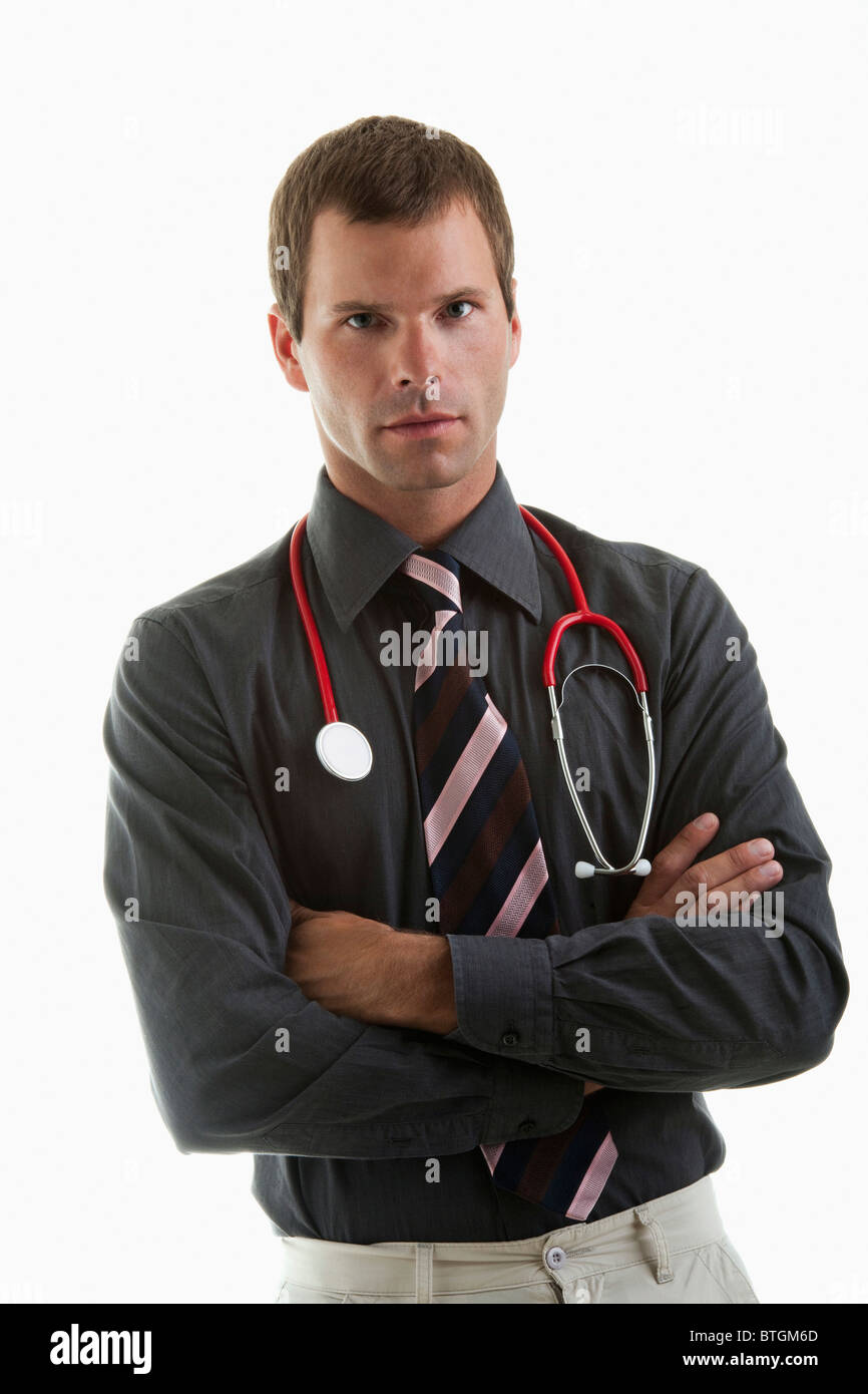 Portrait of a doctor wearing stethoscope Stock Photo