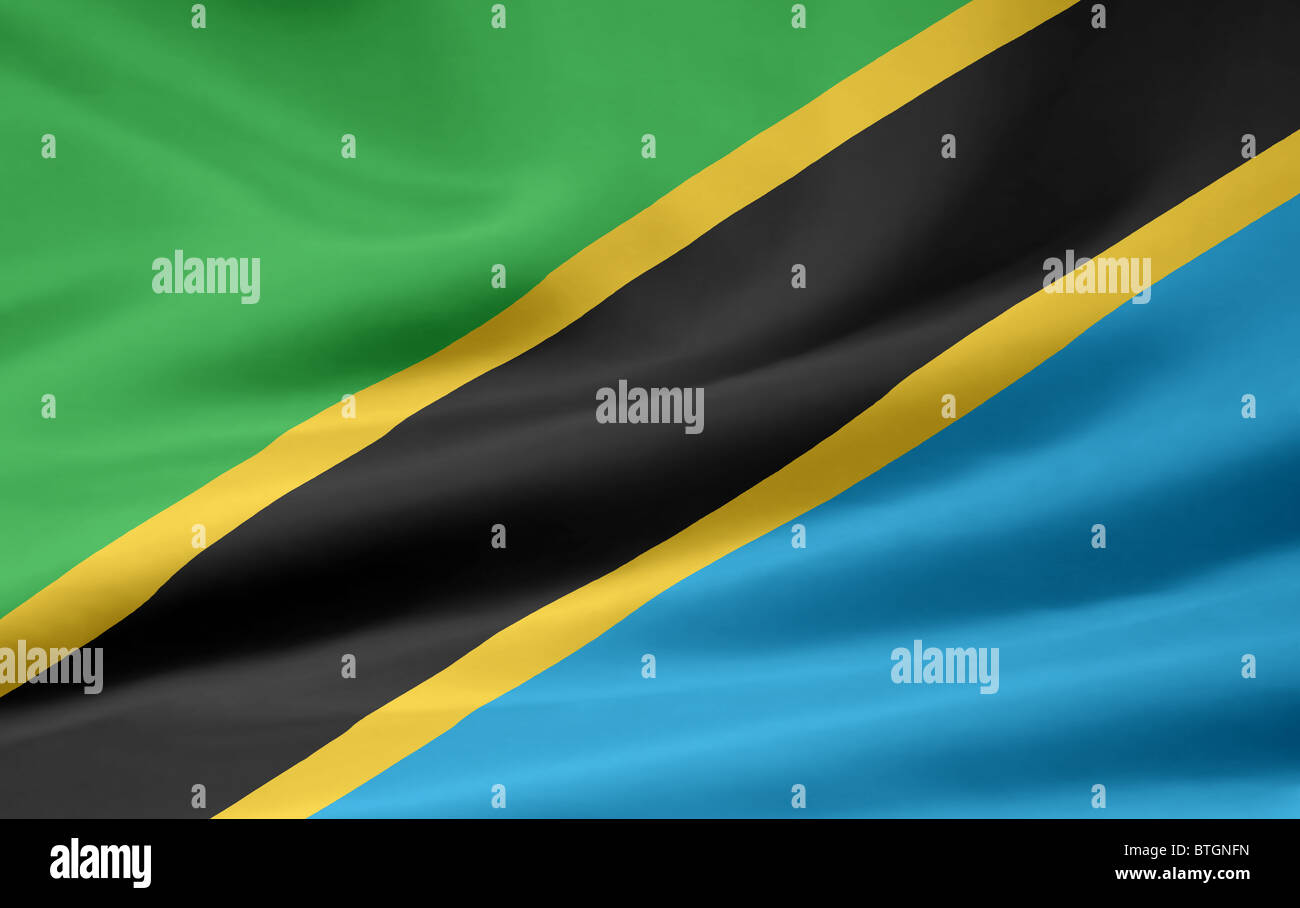 Large flag of Tanzania Stock Photo