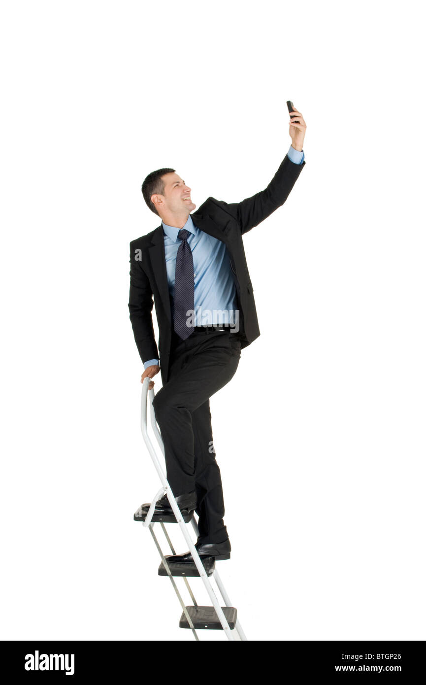 businessman on a ladder Stock Photo - Alamy