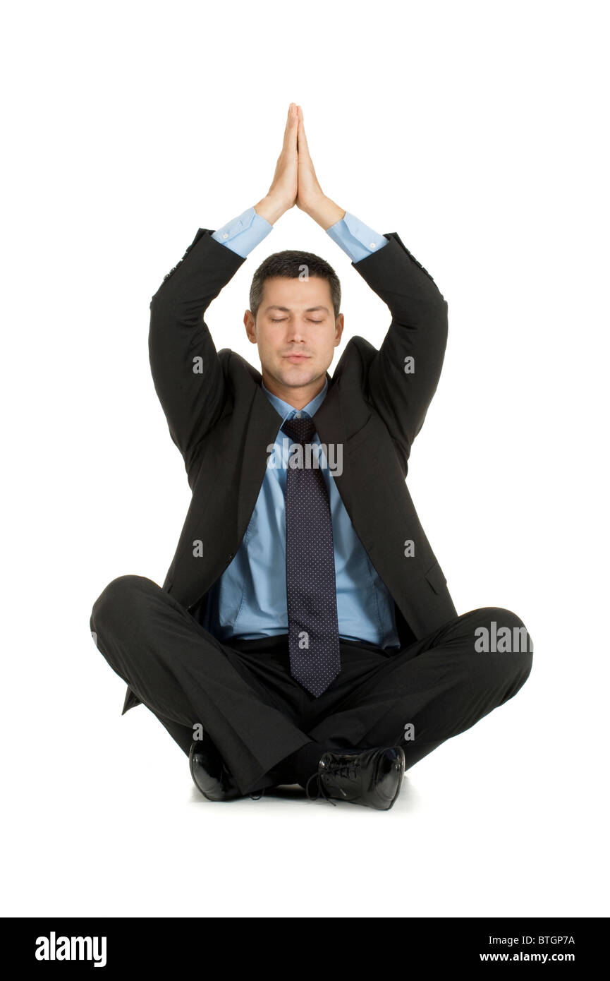 businessman practice yoga Stock Photo - Alamy