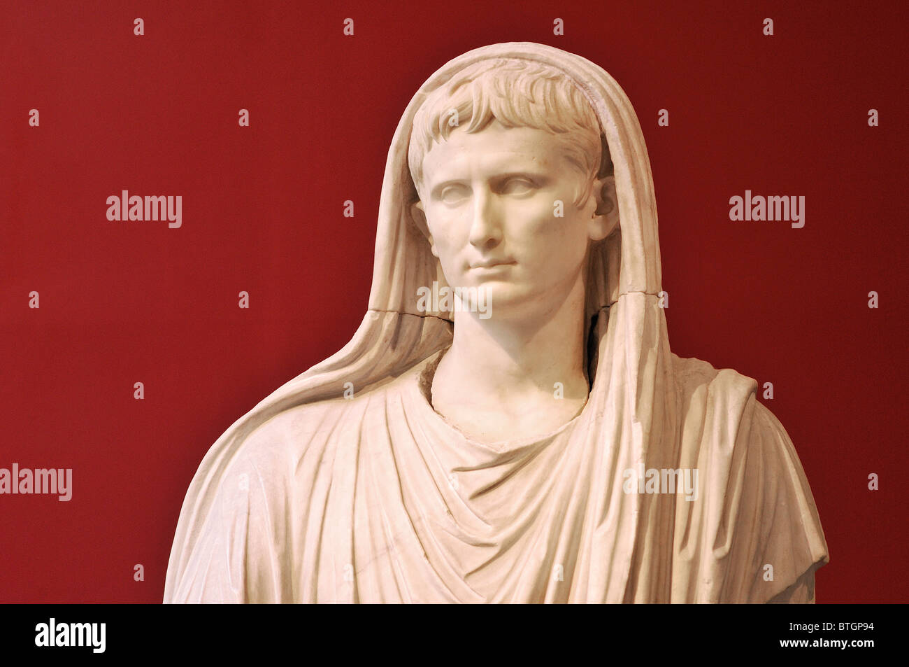 Rome. Italy. Emperor Augustus. Museo Nazionale Romano. Palazzo Massimo. Gaius Julius Caesar Augustus in Pontifical dress. Stock Photo