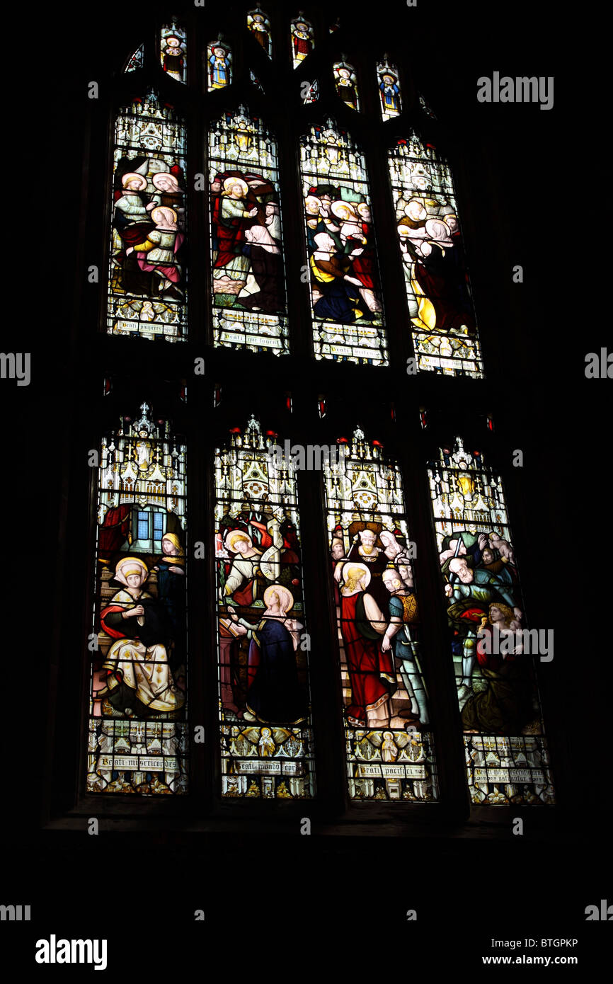 Stained Glass Window in Medieval Church Stock Photo - Alamy