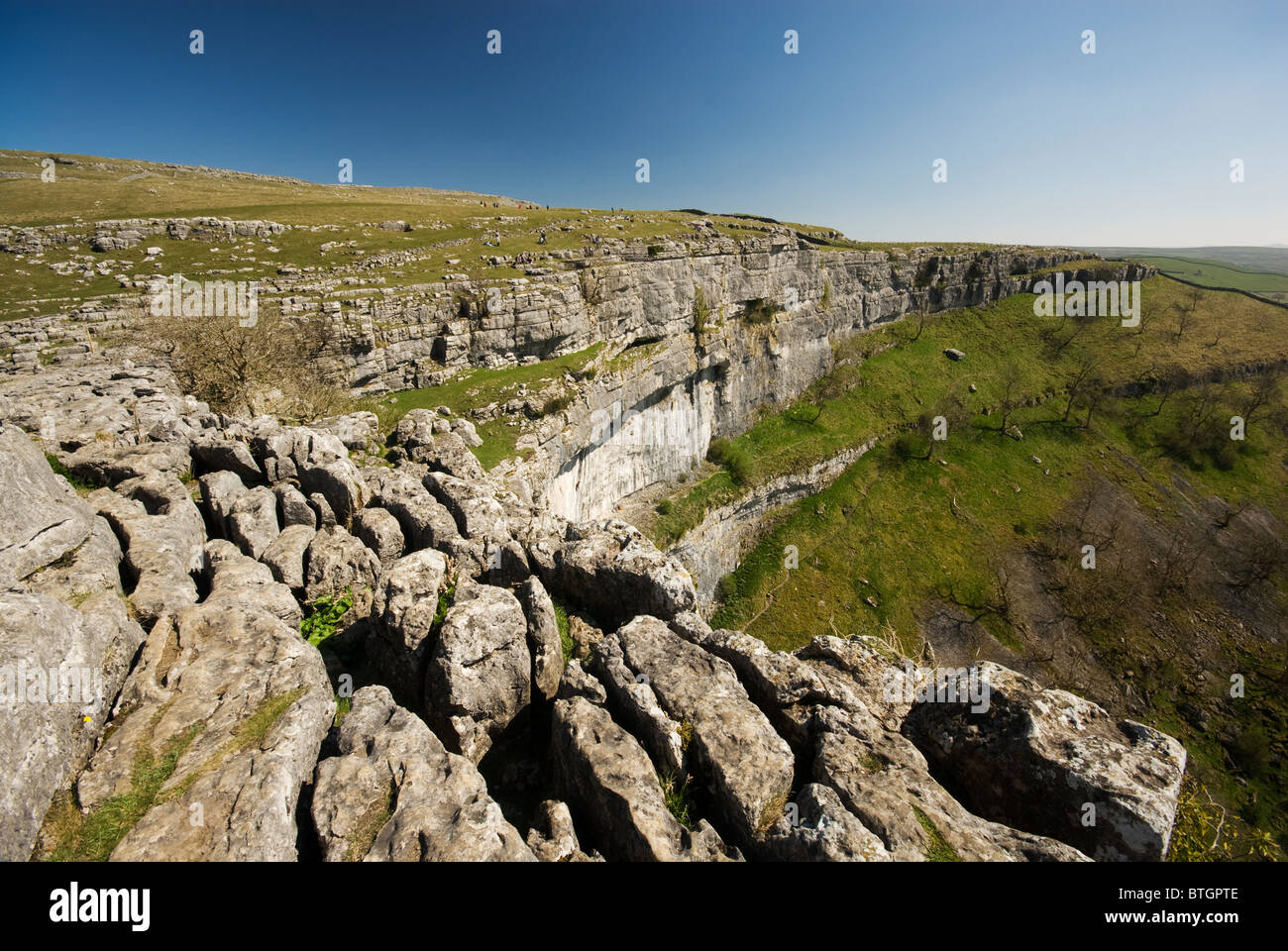 Limestone rock formations at Malham Cove, Yorkshire dales Stock Photo