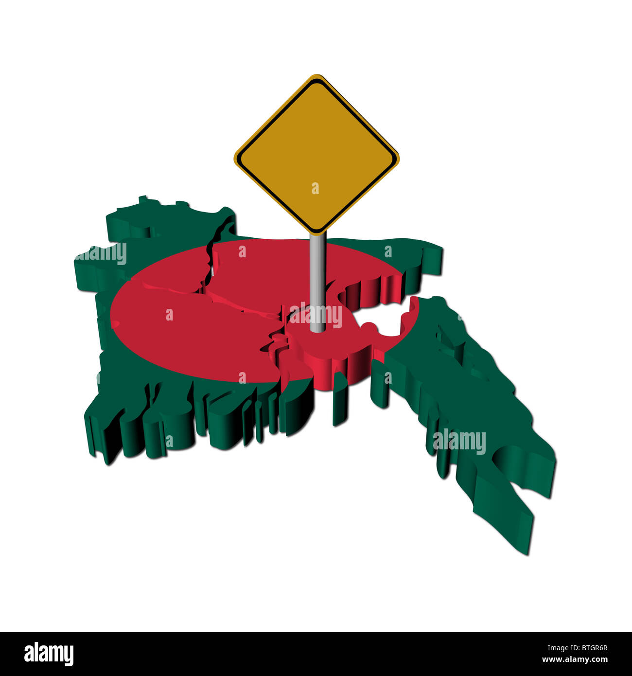 warning sign on Bangladesh map flag illustration Stock Photo - Alamy