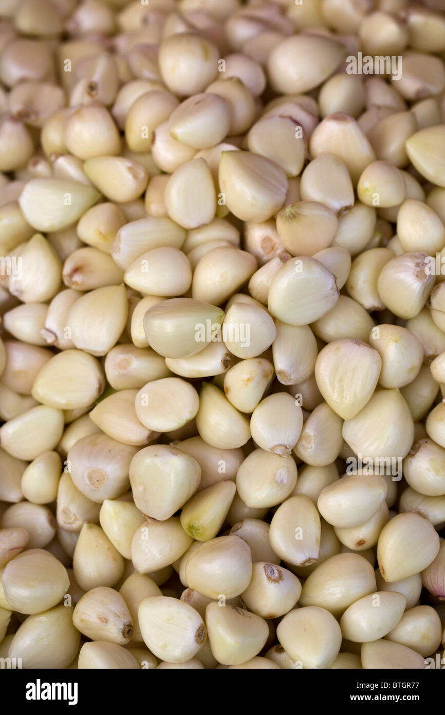 Peeled Garlic Bulbs Stock Photo