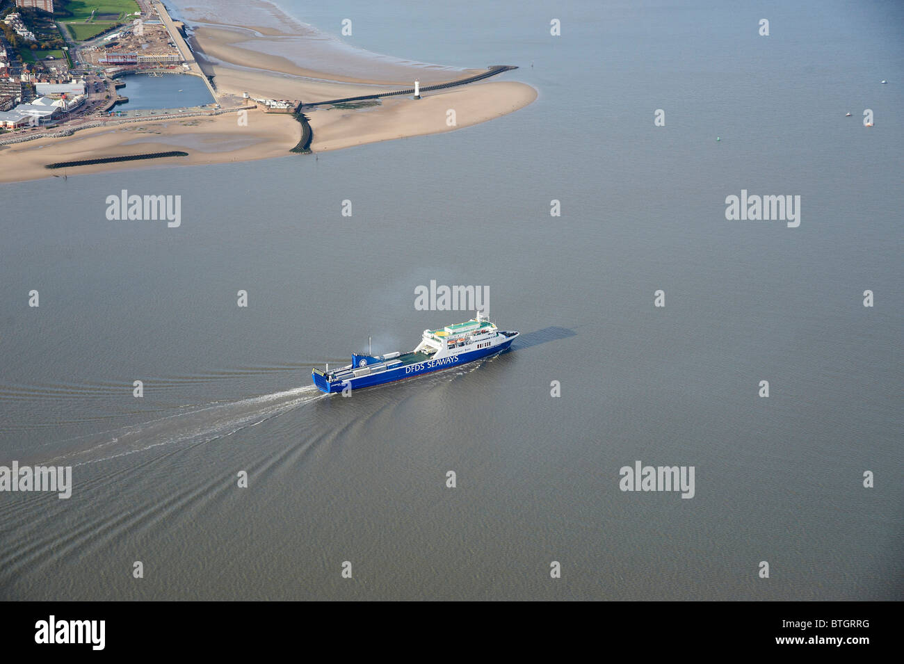 Liverpool Dublin freight ferry leaving the mouth of the river Mersey, Liverpool, North West England Stock Photo