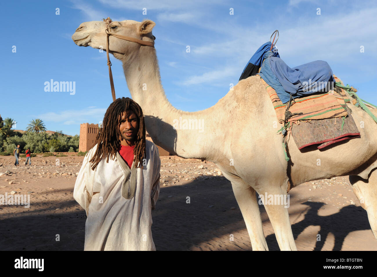 Bedouin man with camel outside Ait Benhaddou a fortified town in