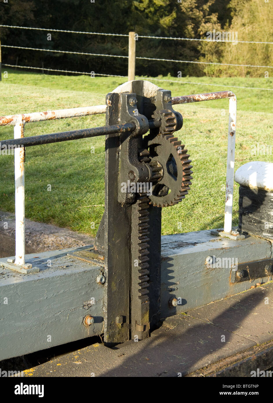Part of the mechanism for opening the sluices of canal locks Tyrley