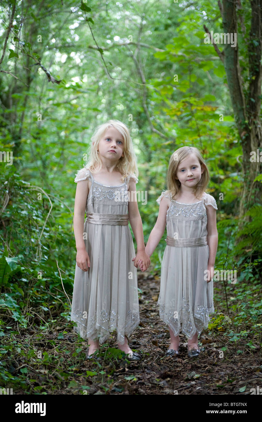 girls in woods Stock Photo