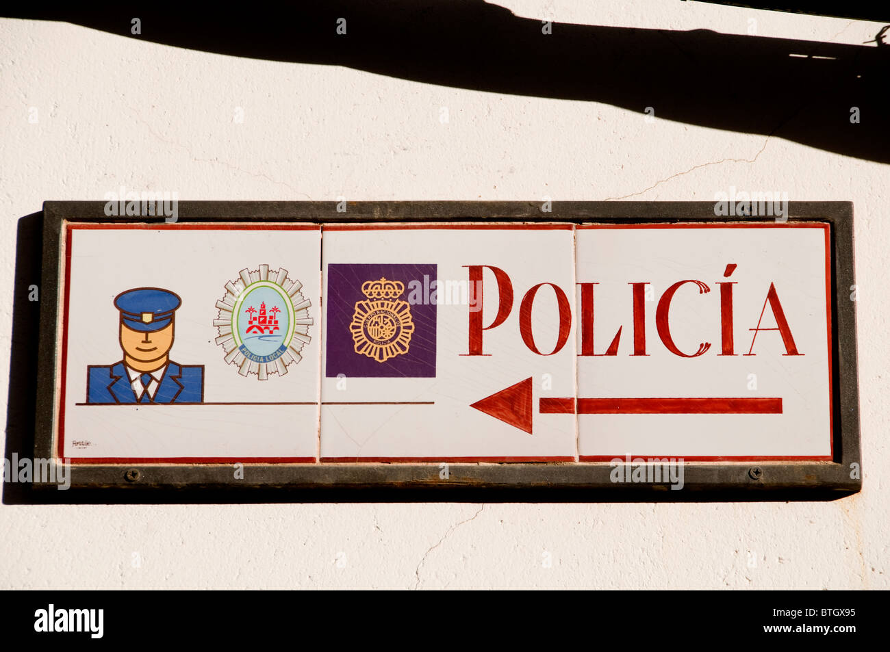 Cordoba Spain Andalusia Police information road sign Stock Photo