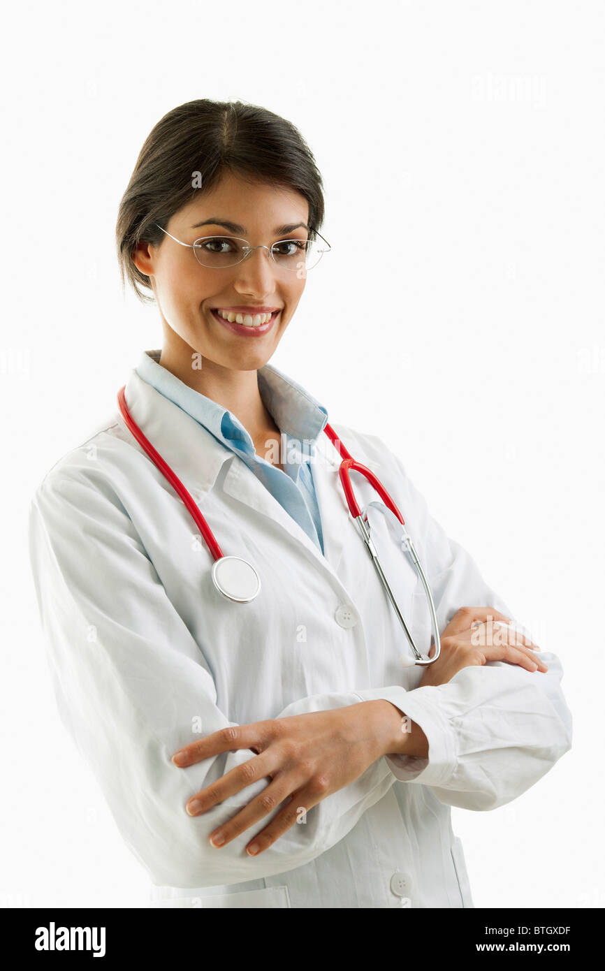 Doctor wearing stethoscope Stock Photo
