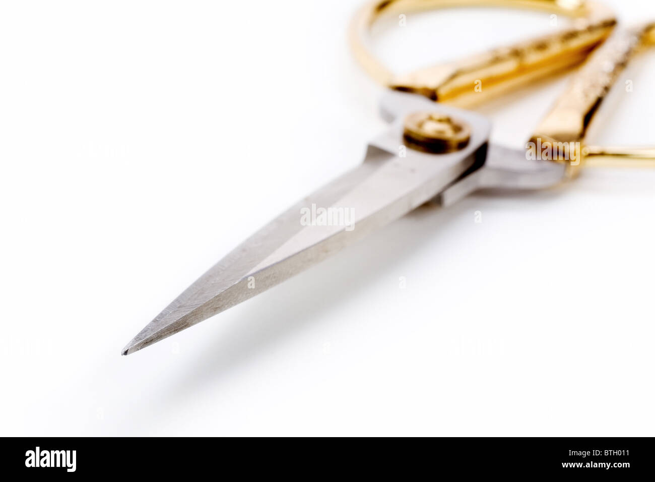 Scissors close up shot with white background Stock Photo