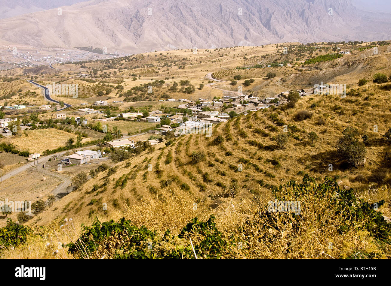 Northern Iraq landscape on road between Erbil and Sulaimaniya in Kurdistan Region Stock Photo