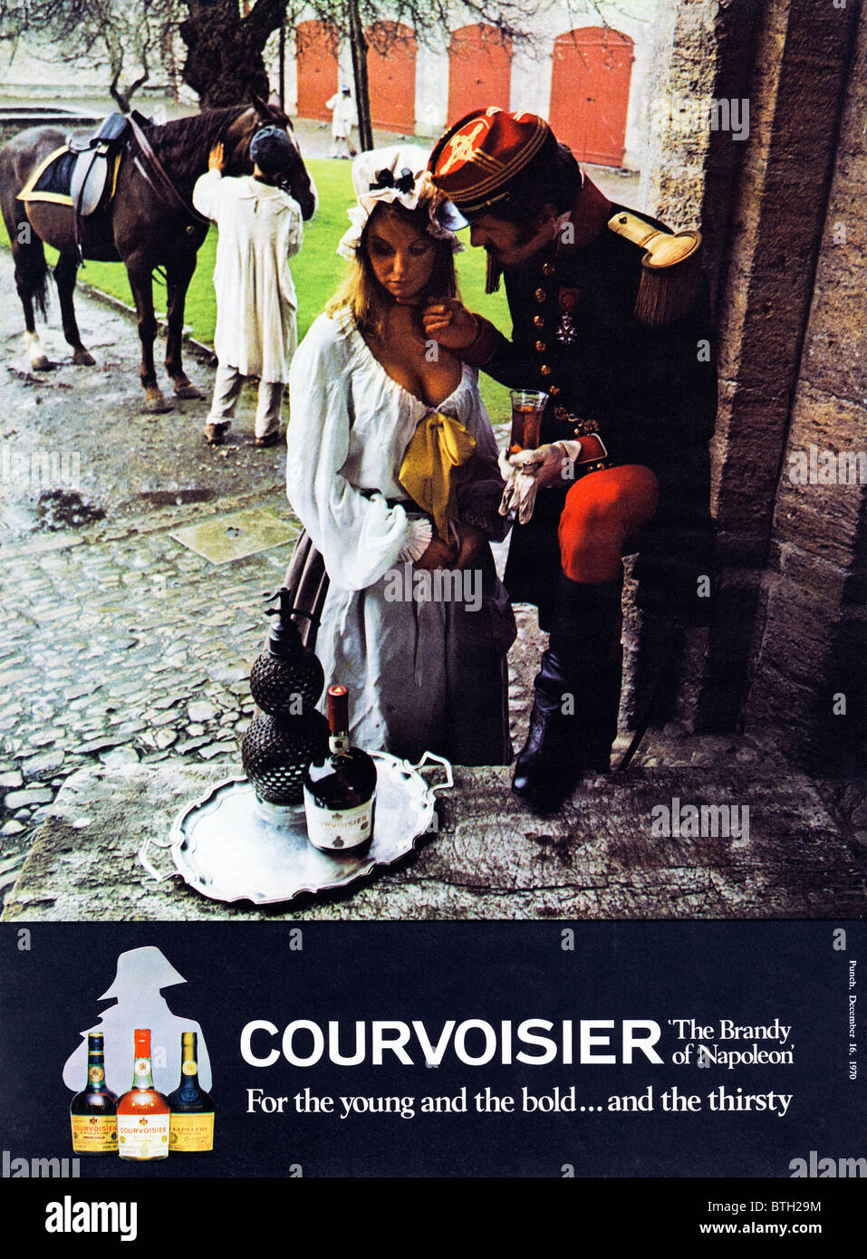 Advertisement for Courvoisier Napoleon Brandy in magazine circa 1970 Stock Photo