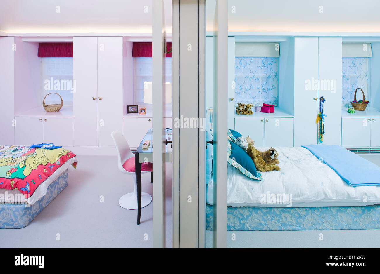 Pink And Blue Children S Bedrooms Stock Photo 32337421 Alamy