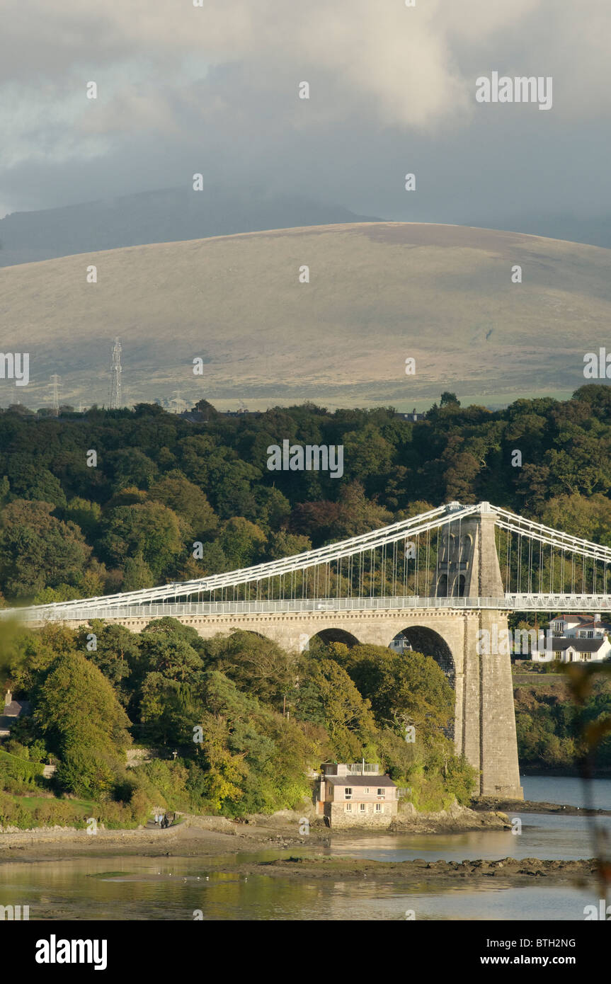 Menai Bridge seen from near Lainfair PG, Anglesey Stock Photo Alamy