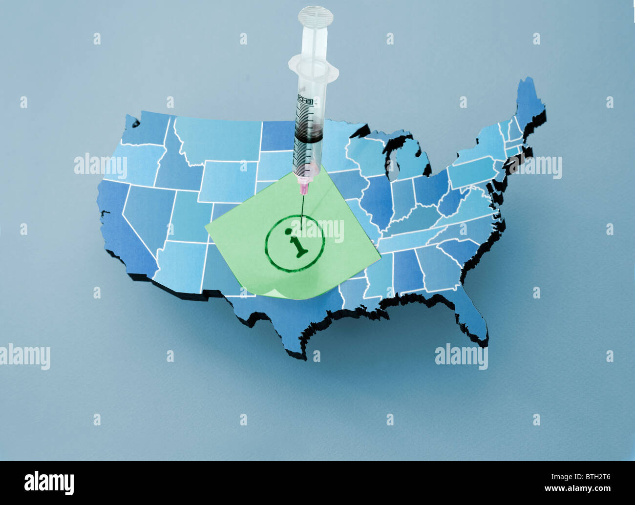 flu shot US USA map Info health medicine immunize Stock Photo
