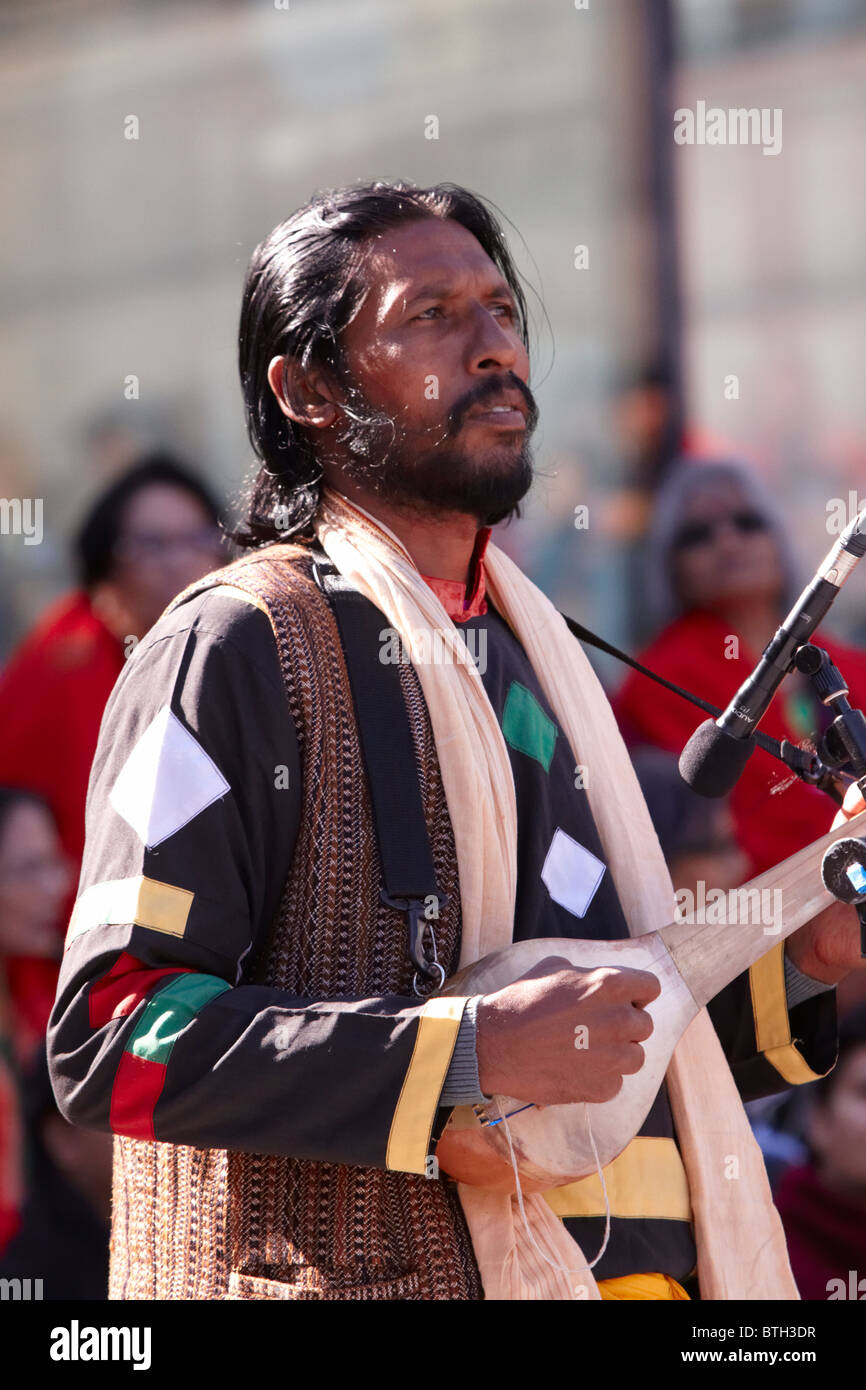 A singer performs the music of Rabindranath Tagore during a festival to reintroduce his work to a UK audience Stock Photo
