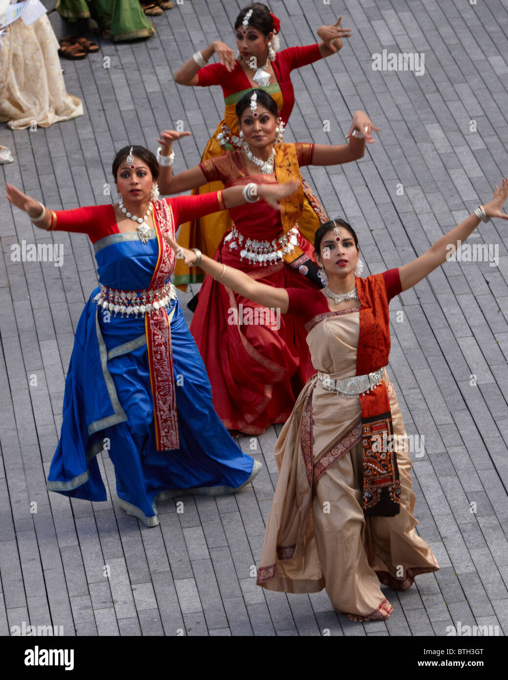 Dancers perform to the music of Rabindranath Tagore during a festival to reintroduce his work to a UK audience Stock Photo