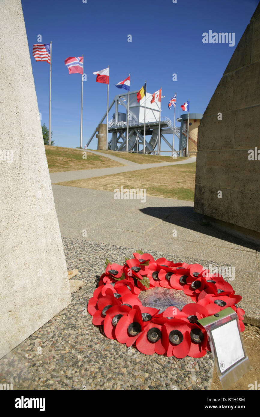 Poppy wreath at the DDay landing site of Allied gliders at Pegasus