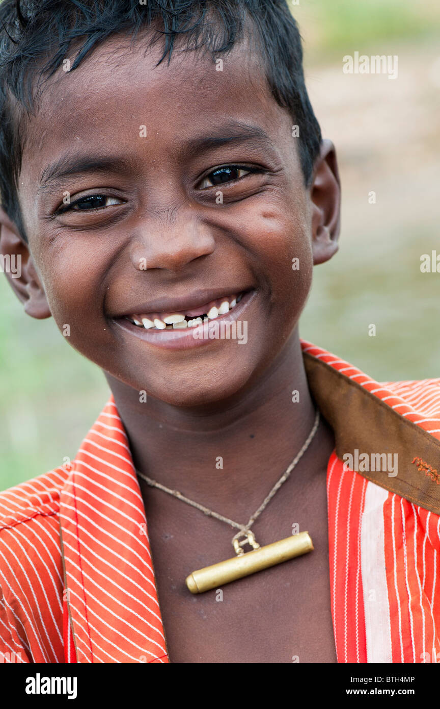 Young Indian street boy with a happy smiling face. India Stock Photo