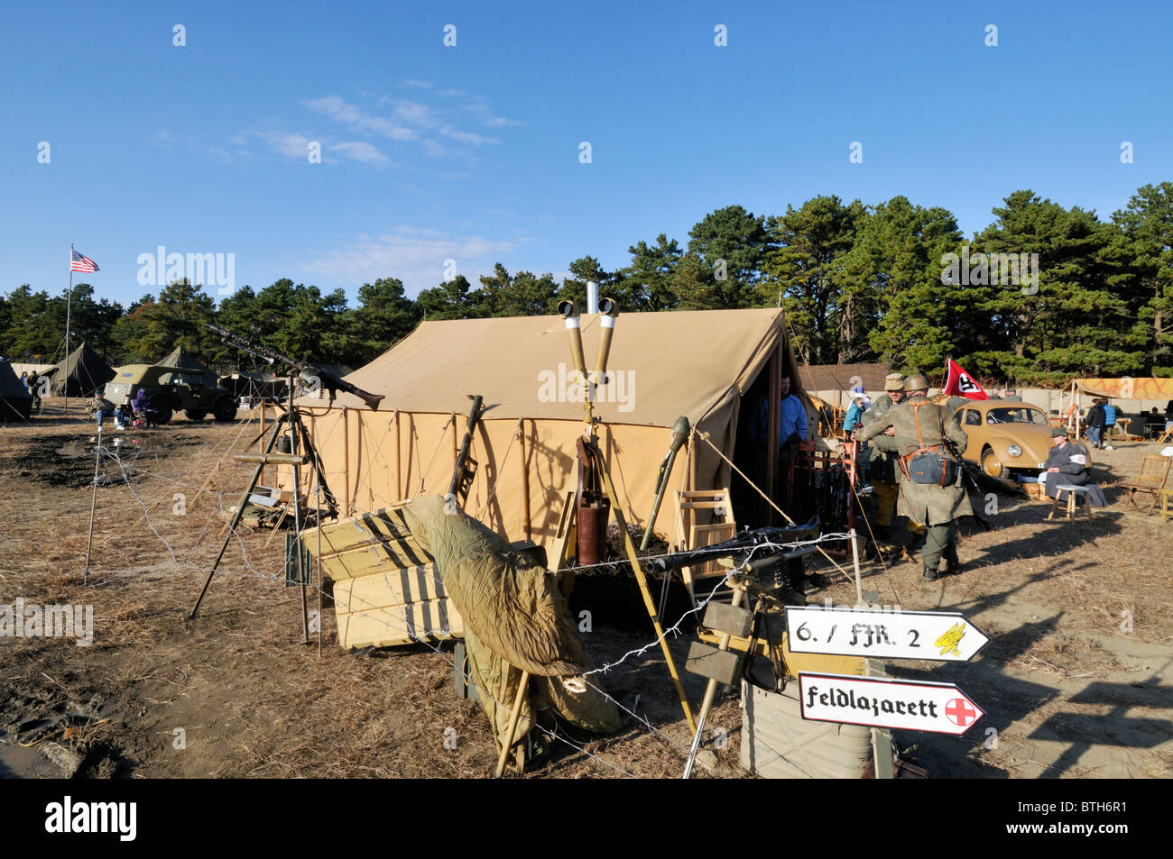 Reenactment of camp of nazi german soldiers during WWII at Open House of Camp Edwards, Cape Cod, Massachusetts USA Stock Photo