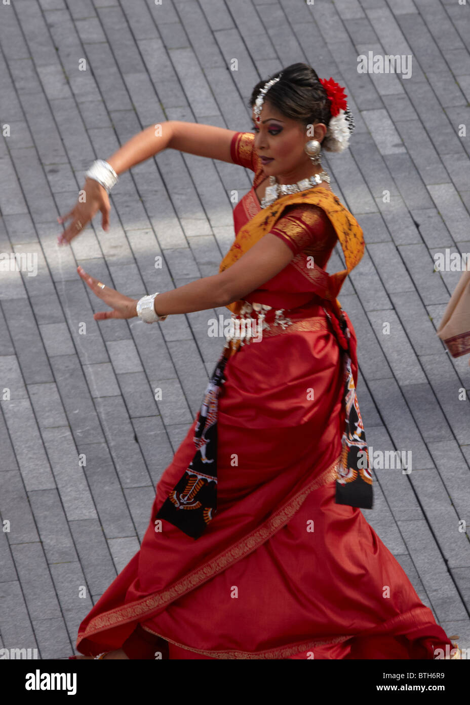 A dancer performs to the music of Rabindranath Tagore during a festival to reintroduce his work to a UK audience Stock Photo